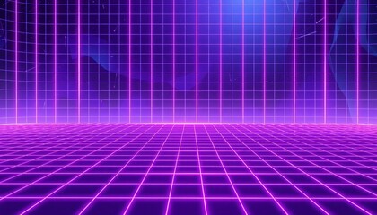 Wall Mural - vaporwave grids Retro Style landscape with grid background