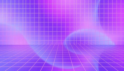 Wall Mural - vaporwave grids Retro Style landscape with grid background