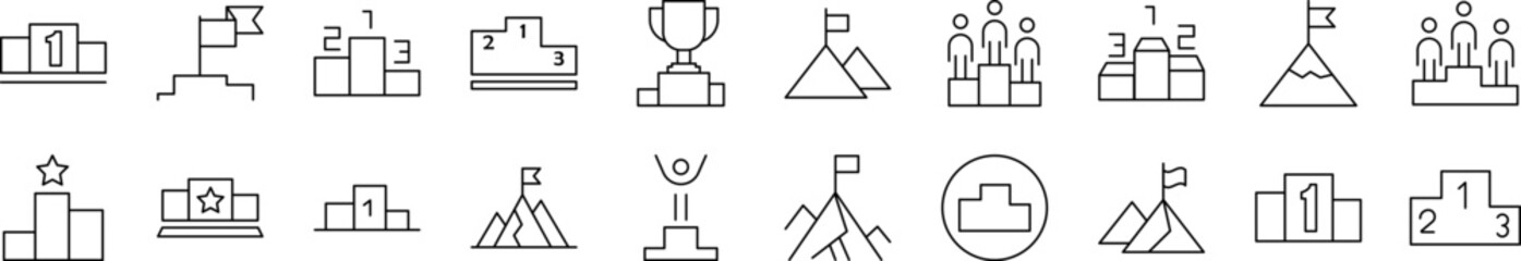 Wall Mural - winner and pedestal icon set for ui, placards, books, apps. editable stroke. suitable for web sites,