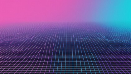 Wall Mural - vaporwave grids Retro Style landscape with grid background