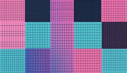 Wall Mural - vaporwave grids Retro Style landscape with grid background