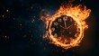 © Tharushi - Clock on fire with copy space for a banner template, time is running out burning away concept