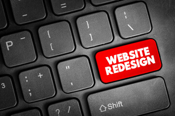 website redesign text button on keyboard, concept background