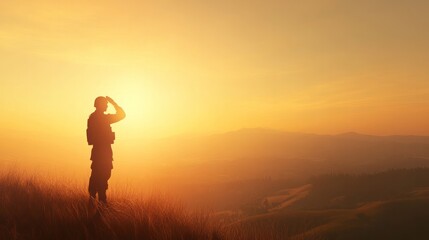 silhouette of a soldier in a salute position