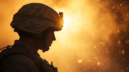 silhouette of a soldier in a salute position