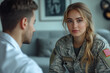 © Alina - Psychiatrist having therapy session with military soldier after completing a combat mission