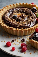 chocolate tart with berries