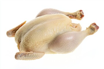 Suspended raw chicken in mid-air, perfect for food or health illustrations