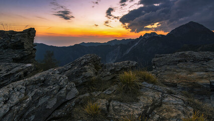 Wall Mural - sunset in the mountains