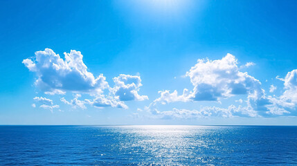 Wall Mural - blue sky ocean: a simple and clean image of the ocean under a clear blue sky, ideal for a calm and s