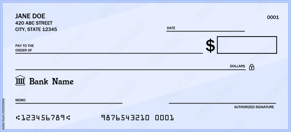 Simple Money Check Money check blank template. Blank bank checkbook cheque - generic ...