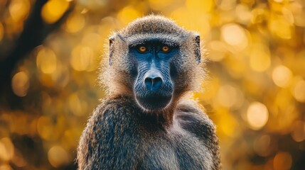 male baboon outdoor portrait in national geographic style