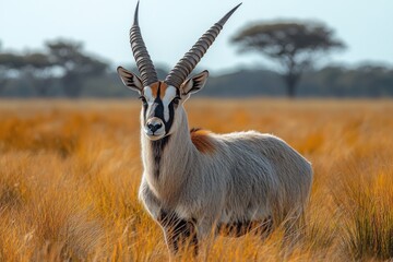 sable antelope in golden grass