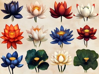 Wall Mural - a collection of flowers with different colors

