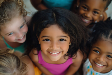 Happy Multicultural Children Smiling Together in a Group Portrait, Celebrating Diversity and Friendship