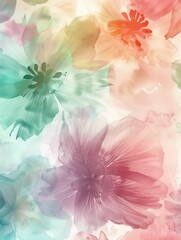 Wall Mural - Soft tones of watercolor flowers blend harmoniously, evoking a peaceful and calming ambiance in a tranquil garden. Generative AI