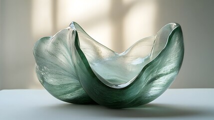 Aufkleber - Elegant and Delicate Teal Glass Sculpture Capturing Fluid Organic Movement and Abstract Forms in a Contemporary Minimalist Design. This Installation Piece Exudes a Serene and Calming Aesthetic.