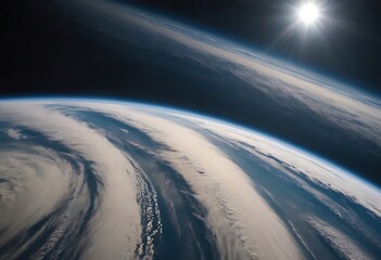 Wall Mural - view of earth from space. the planet is bathed in sunlight, with its blue oceans and white clouds cl