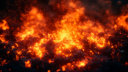 Poster - Intense and dramatic raging flames of an explosive and powerful fire engulfing the scene,creating an apocalyptic chaos of dangerous and hazardous conditions with scorching heat.