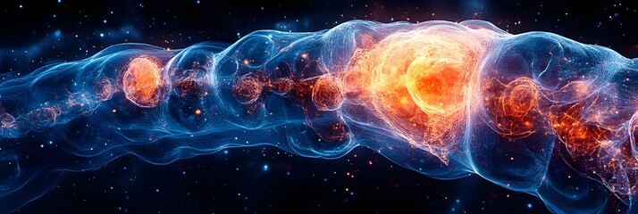 Aufkleber - Mesmerizing Cosmic Explosion:A captivating visualization showcasing the dynamic and powerful interstellar energy flows within a cosmic nebula. The image depicts the swirling,luminous.