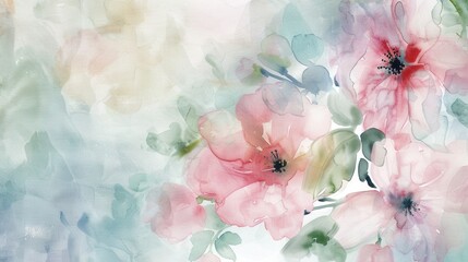 Canvas Print - Delicate flowers in soft hues gently blend together, evoking a tranquil ambiance perfect for home decor or artistic inspiration. Generative AI