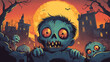 © Akharadat - Halloween invitation to Cute cartoon zombie party vector image