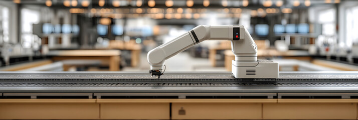 Aufkleber - Robotic arm or manipulator in a high-tech,futuristic automated factory or industrial plant setting,showcasing advanced manufacturing technology and efficient production processes.