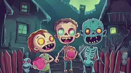 Halloween invitation to Cute cartoon zombie party vector image