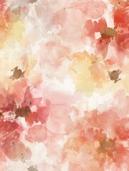 Poster - Vibrant soft-toned watercolor flowers blend beautifully, evoking a sense of tranquility and warmth in a spring-inspired design. Generative AI