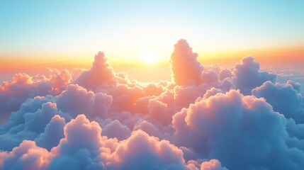 Wall Mural - The sky is filled with fluffy clouds