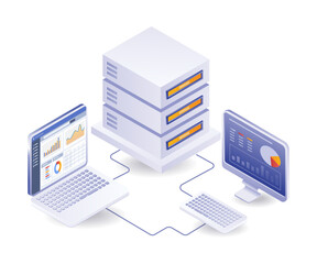 Wall Mural - Computer technology network server isometric illustration