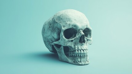 Canvas Print - A skull is shown on a blue background