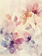 Poster - A beautiful arrangement of watercolor flowers in gentle pastel hues evokes a peaceful and artistic feel, ideal for decor or inspiration. Generative AI