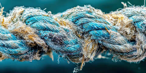 A rope with a blue and white striped pattern
