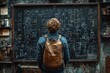 © Artistic Playground - A man standing in front of a chalkboard with a simple flowchart on it, drawn with arrows and shapes.