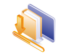 Wall Mural - Computer data folder transfer process isometric illustration