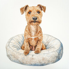 Sticker - Lakeland Terrier Sitting Proudly On A Dog Bed Full of Comfort and Style