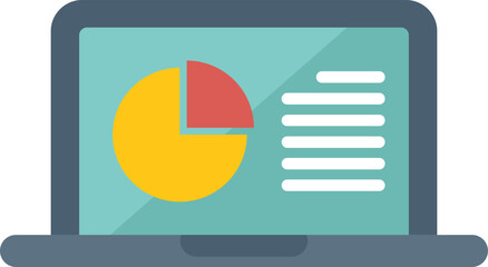 Wall Mural - this vector icon of a laptop displaying a pie chart and data is perfect for representing business an