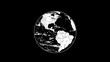 © solom - simple black and white illustration of the Earth globe showing the continents and oceans in a stylized design