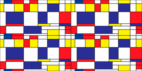 Canvas Print - Seamless abstract geometric colorful mosaic vector pattern. Abstract modern painting in Mondrian style.