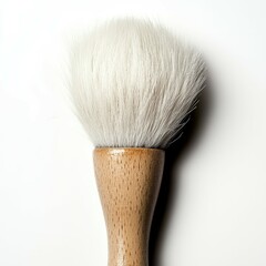 close-up of a wooden shaving brush with soft bristles