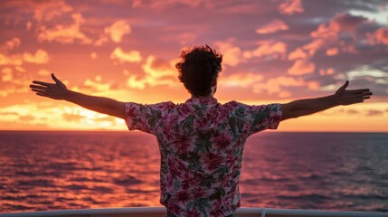 person enjoying sunset on the ocean