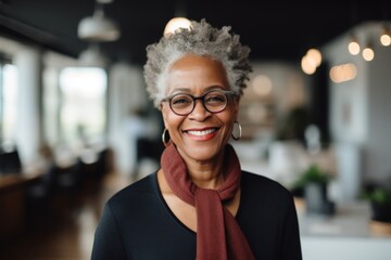 Portrait of a smiling senior African American businesswoman in office