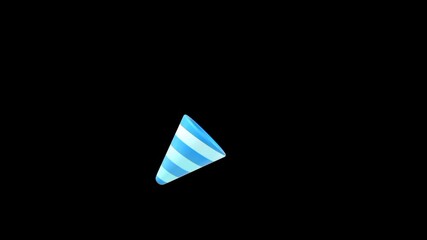 Celebration 3d icon. Birthday decorative paper cone animation 