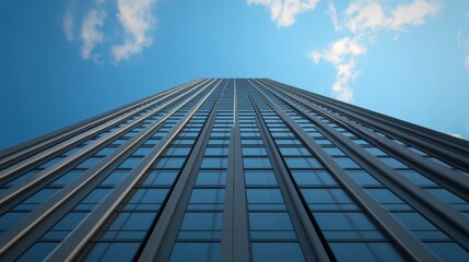 modern skyscraper against blue sky