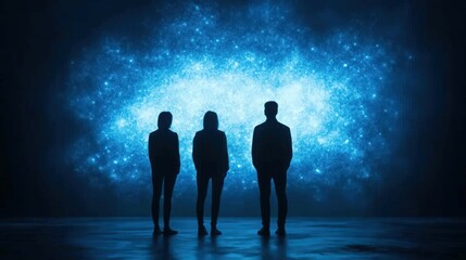 Wall Mural - silhouettes of people standing in front of a starry night sky