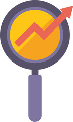 Wall Mural - magnifying glass is focusing on a growing arrow chart, representing the concept of market research