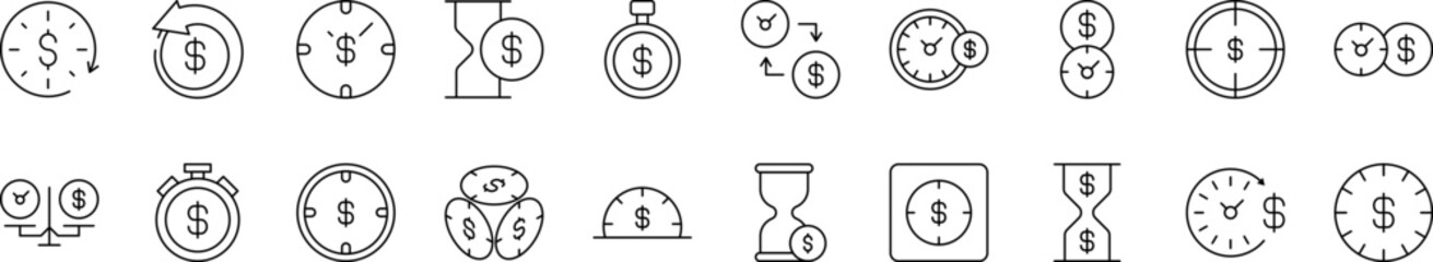 Poster - Dollar and Money Outline Icon Collection. Editable Stroke. Perfect for Infographics, Articles, Books, Flyers, Banners