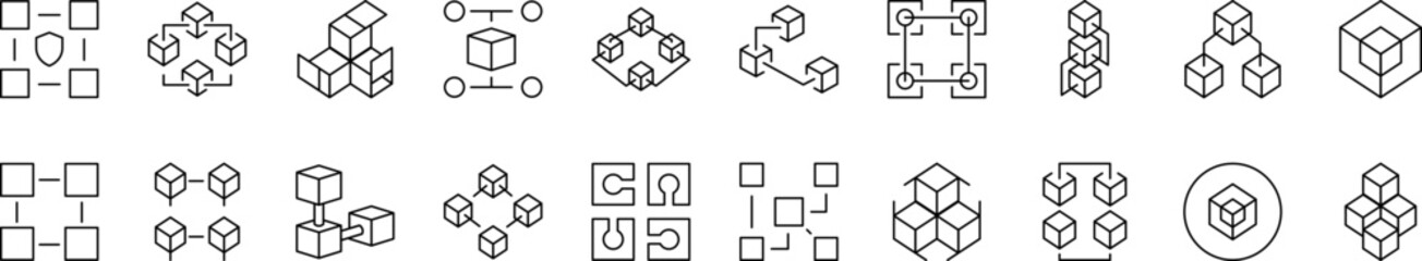 Wall Mural - various cubes related image collection. editable stroke. perfect for infographics, articles, books, 