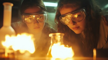 two young scientists conducting experiments in a laboratory